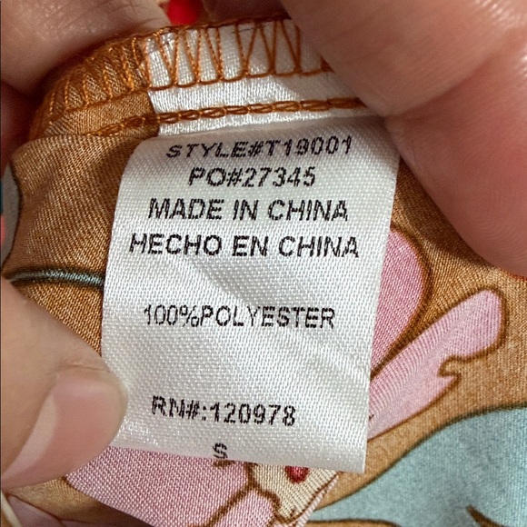 Entro Orange Floral Blouse with Pink and Blue Accents size S - Picture 8 of 9